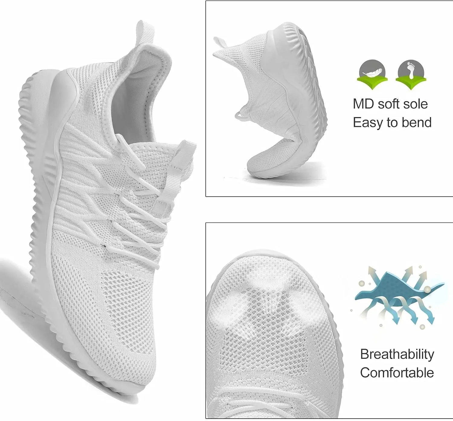 Mens Running Shoes Slip-on Walking Sneakers Lightweight Breathable Casual Soft Sole Trainers