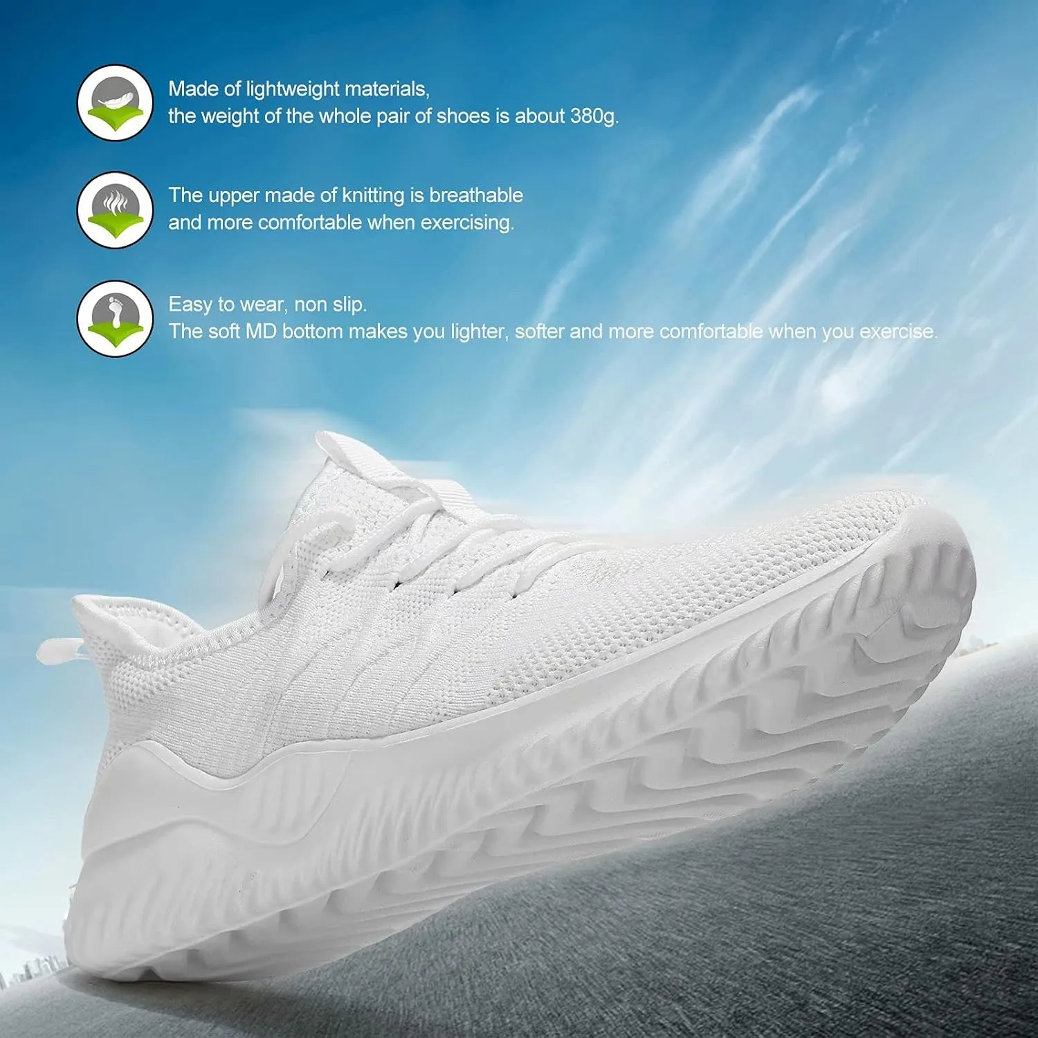 Mens Running Shoes Slip-on Walking Sneakers Lightweight Breathable Casual Soft Sole Trainers