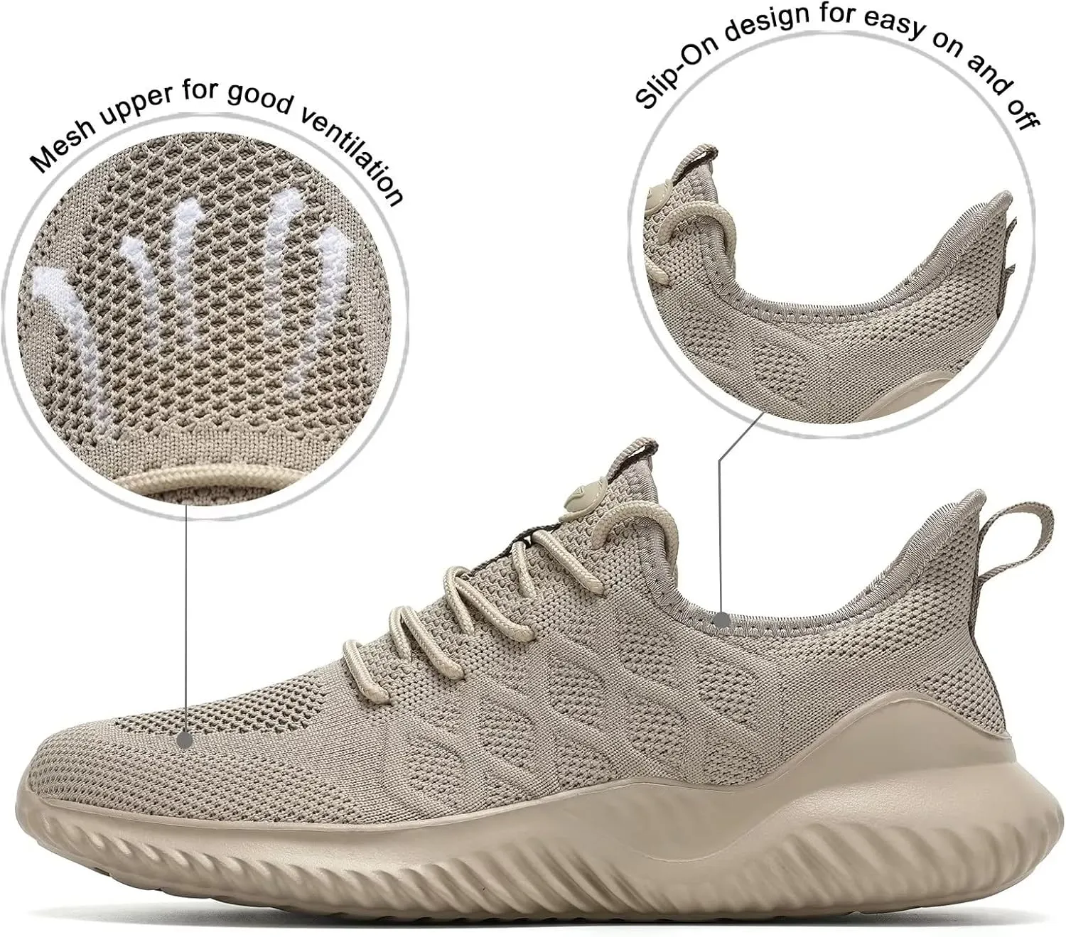 Mens Running Shoes Slip-on Walking Tennis Sneakers Lightweight Breathable Casual Soft Sole Mesh Workout Sports Shoes