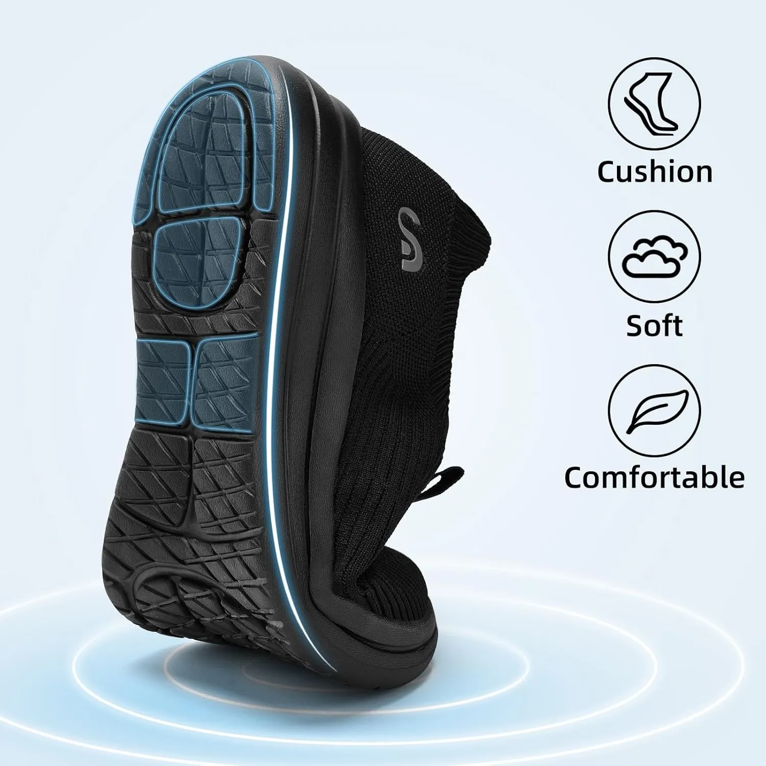 Men's Slip On Sneakers Walking Shoes Wide， Casual Soft Breathable Slip in Sock Sneakers，Non-Slip Rubber Sole, Workout,Athletic