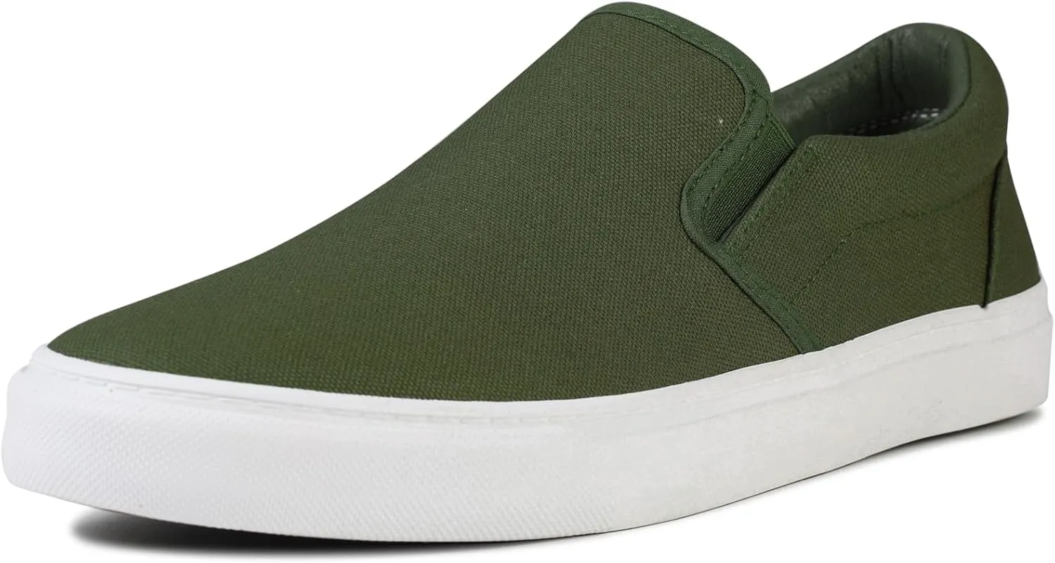 Men's Sneakers Classic Low Top Slip On Shoes Wide Canvas Skate Loafers Sneakers with Soft Insole Causal Dress Shoes for Men Comfortable Walking Shoes Slip on Sneakers for Men