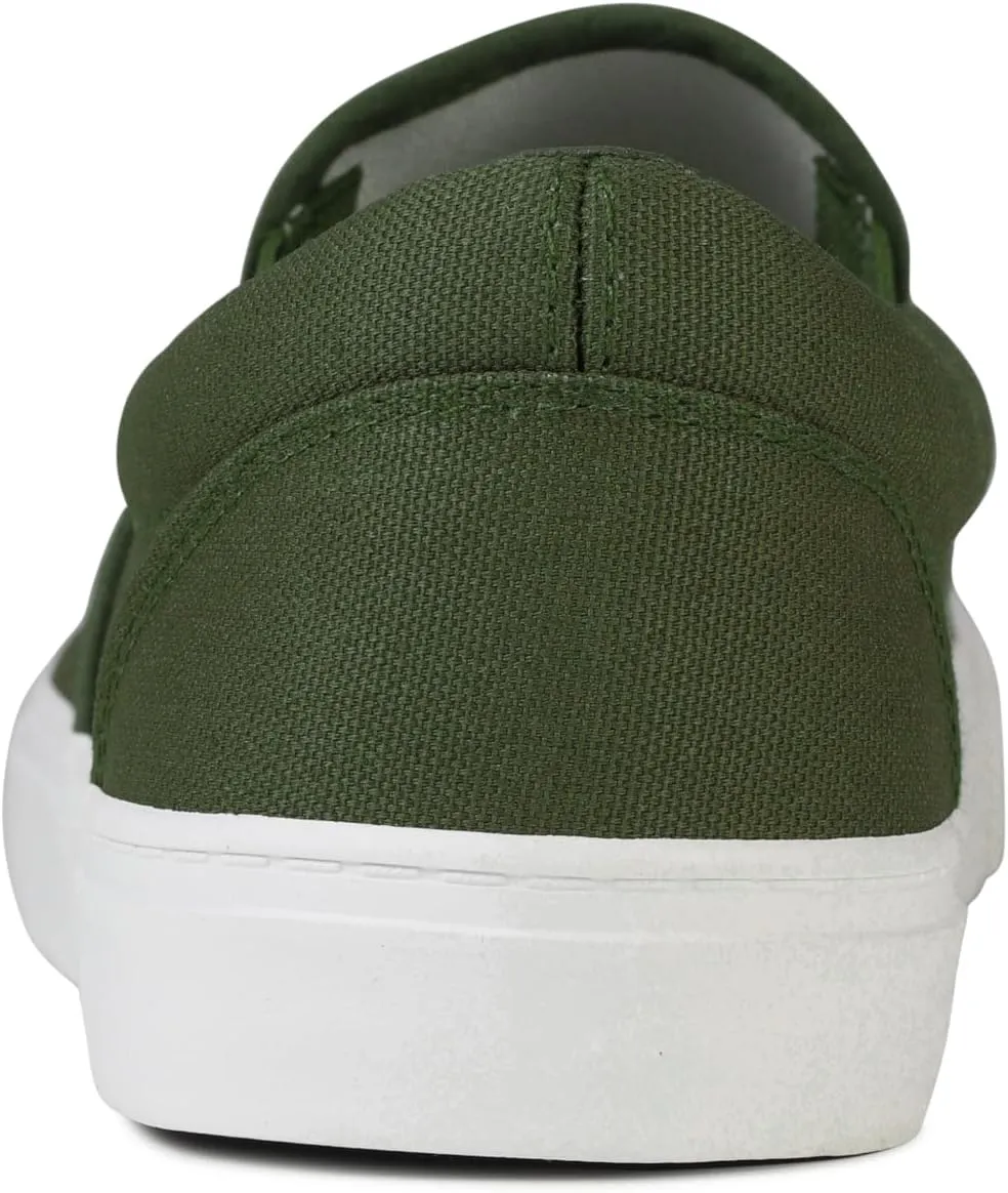 Men's Sneakers Classic Low Top Slip On Shoes Wide Canvas Skate Loafers Sneakers with Soft Insole Causal Dress Shoes for Men Comfortable Walking Shoes Slip on Sneakers for Men