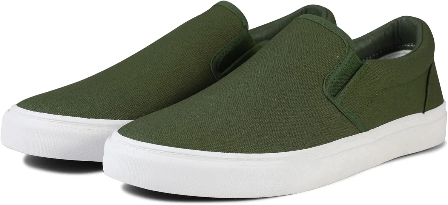 Men's Sneakers Classic Low Top Slip On Shoes Wide Canvas Skate Loafers Sneakers with Soft Insole Causal Dress Shoes for Men Comfortable Walking Shoes Slip on Sneakers for Men