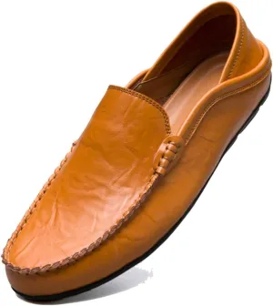 Men’s Soft Leather Slip On Loafers Flats Moccasins Oxfords Shoes Casual Driving Shoes Slippers