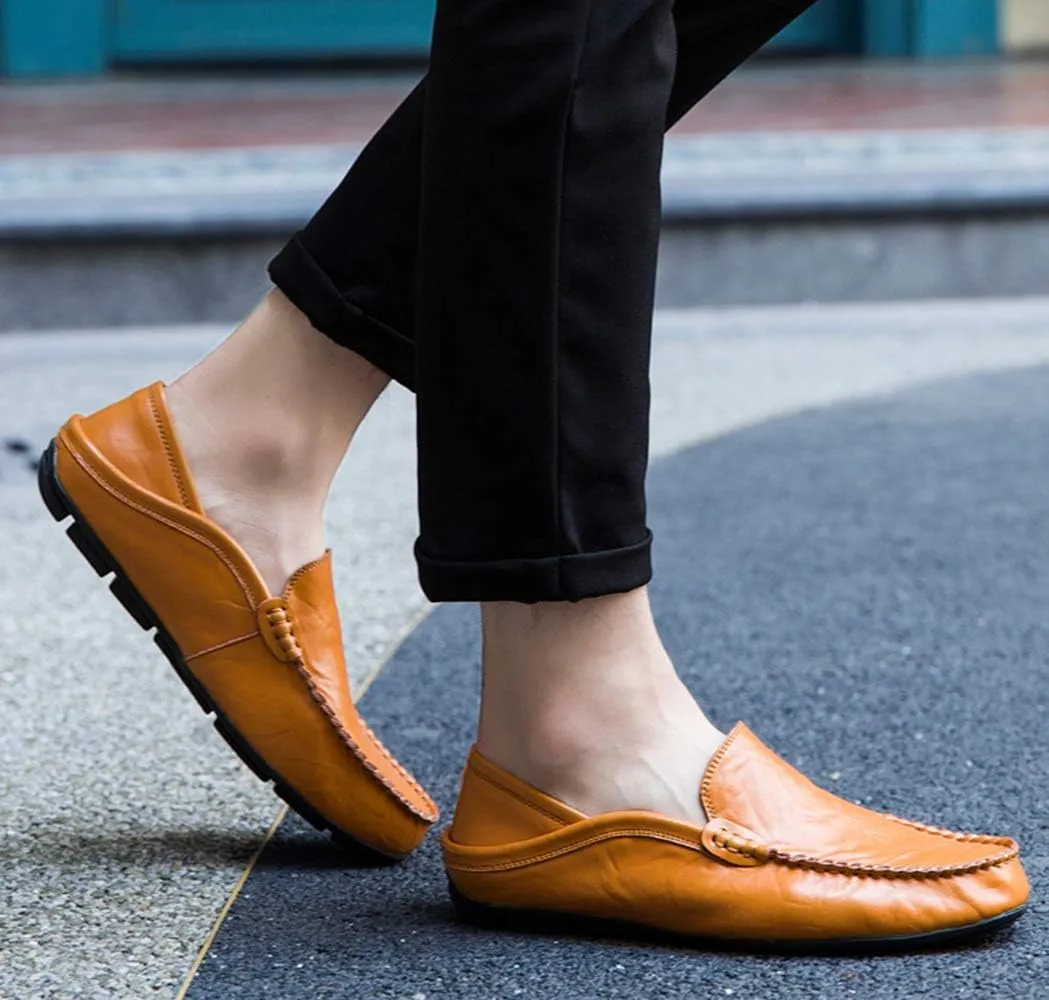Men’s Soft Leather Slip On Loafers Flats Moccasins Oxfords Shoes Casual Driving Shoes Slippers