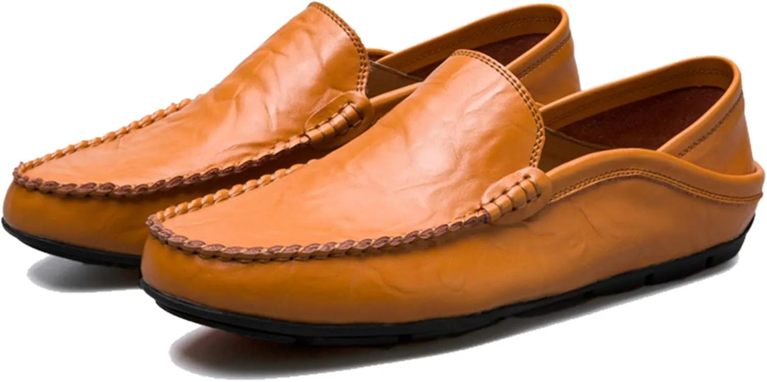 Men’s Soft Leather Slip On Loafers Flats Moccasins Oxfords Shoes Casual Driving Shoes Slippers