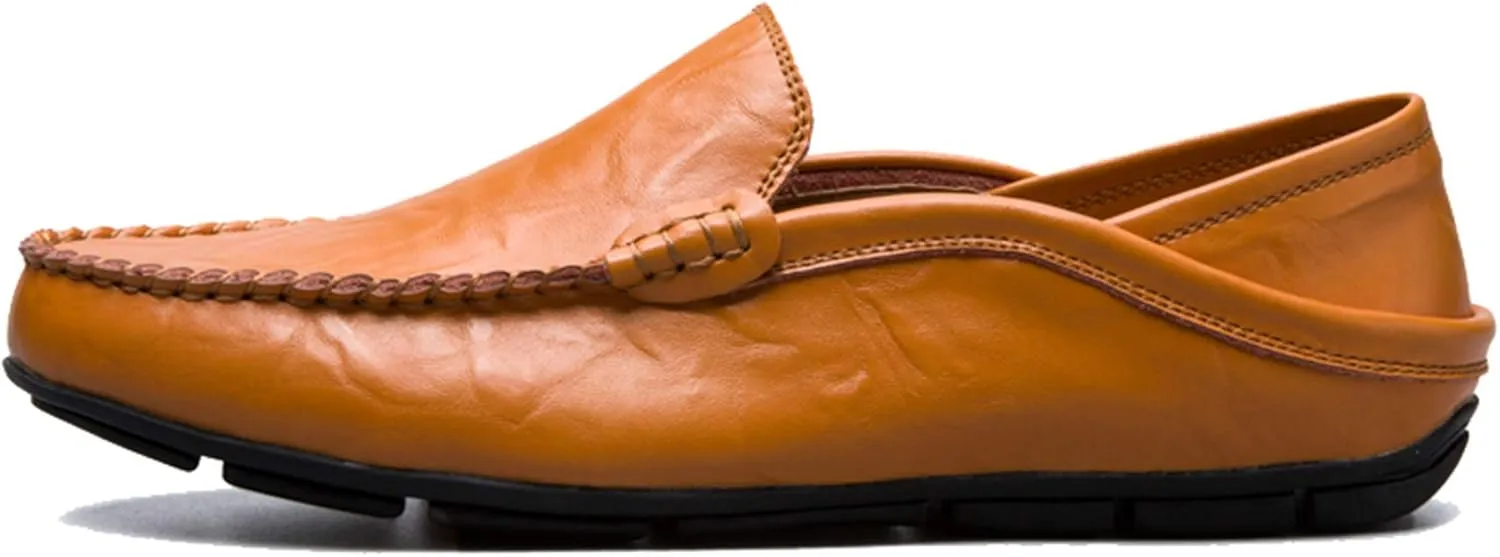 Men’s Soft Leather Slip On Loafers Flats Moccasins Oxfords Shoes Casual Driving Shoes Slippers