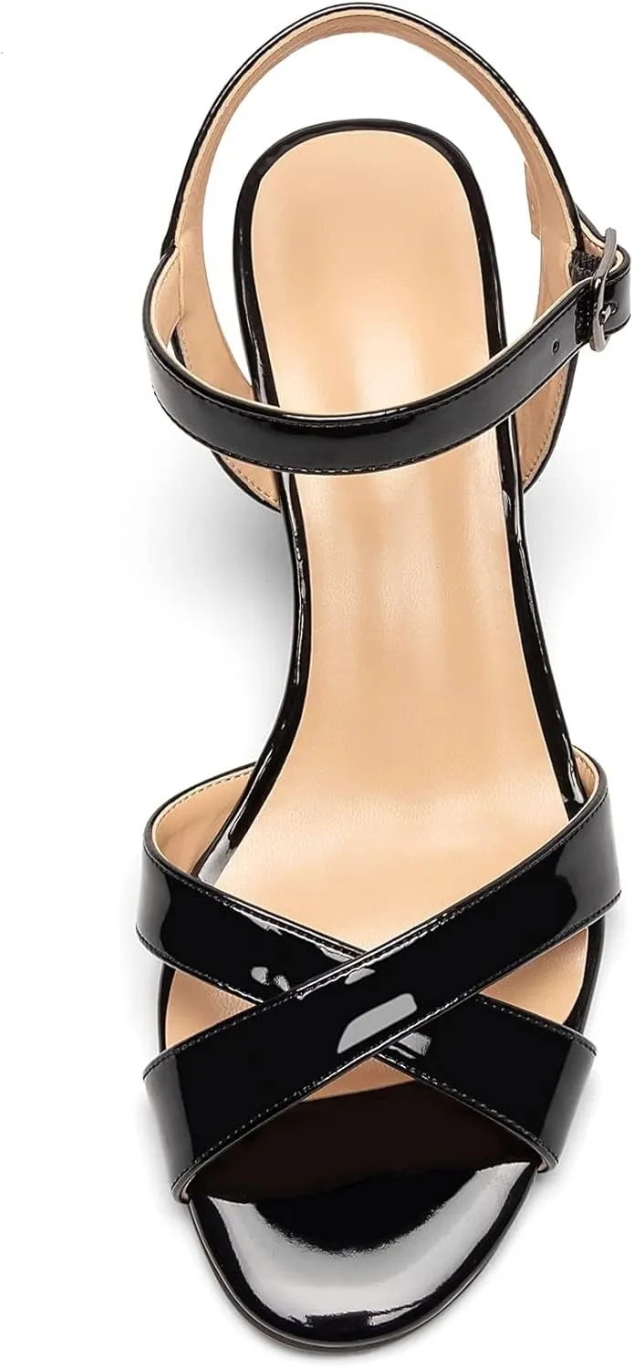 Mettesally Women's Classic Wedge Heel Sandals Ankle Strap Open Toe Slingback Summer Party Casual Shoes