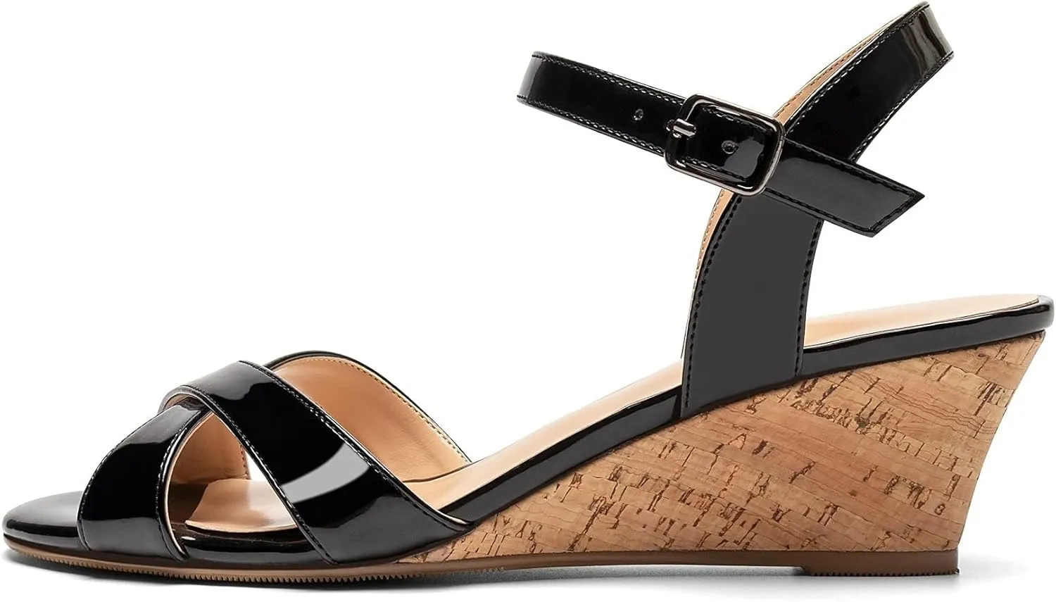 Mettesally Women's Classic Wedge Heel Sandals Ankle Strap Open Toe Slingback Summer Party Casual Shoes