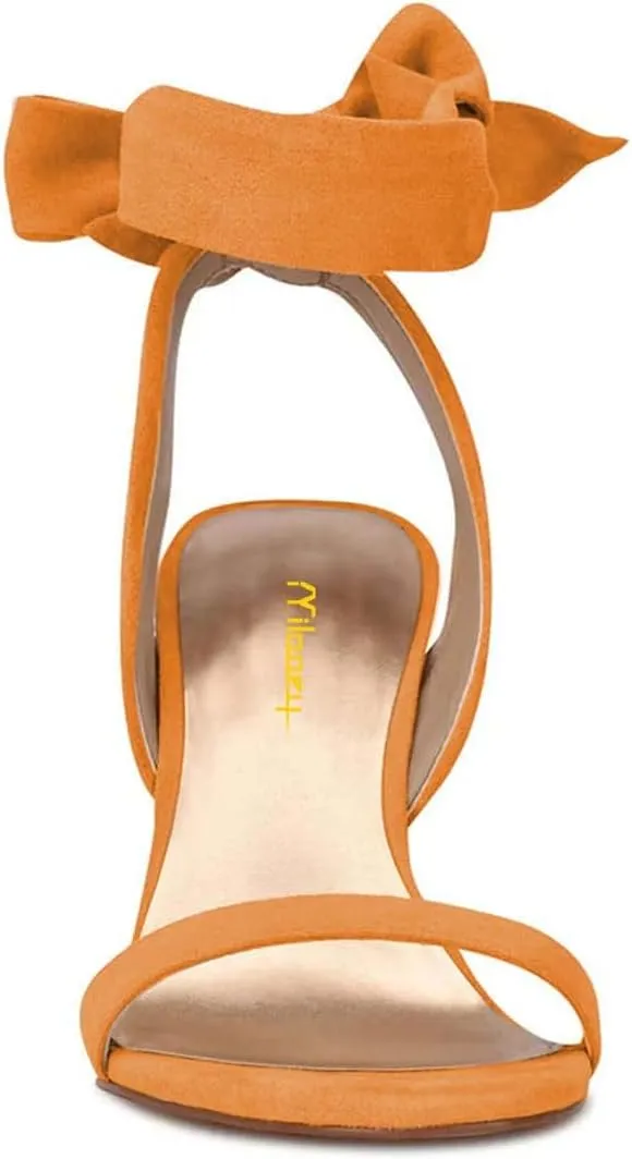 Milooey shoes Women Elegant Open Toe Strappy Heeled Sandal Lace Up Block High Heels Ankle Strap Party Dress Prom Lady Shoes Size 4-16 Us