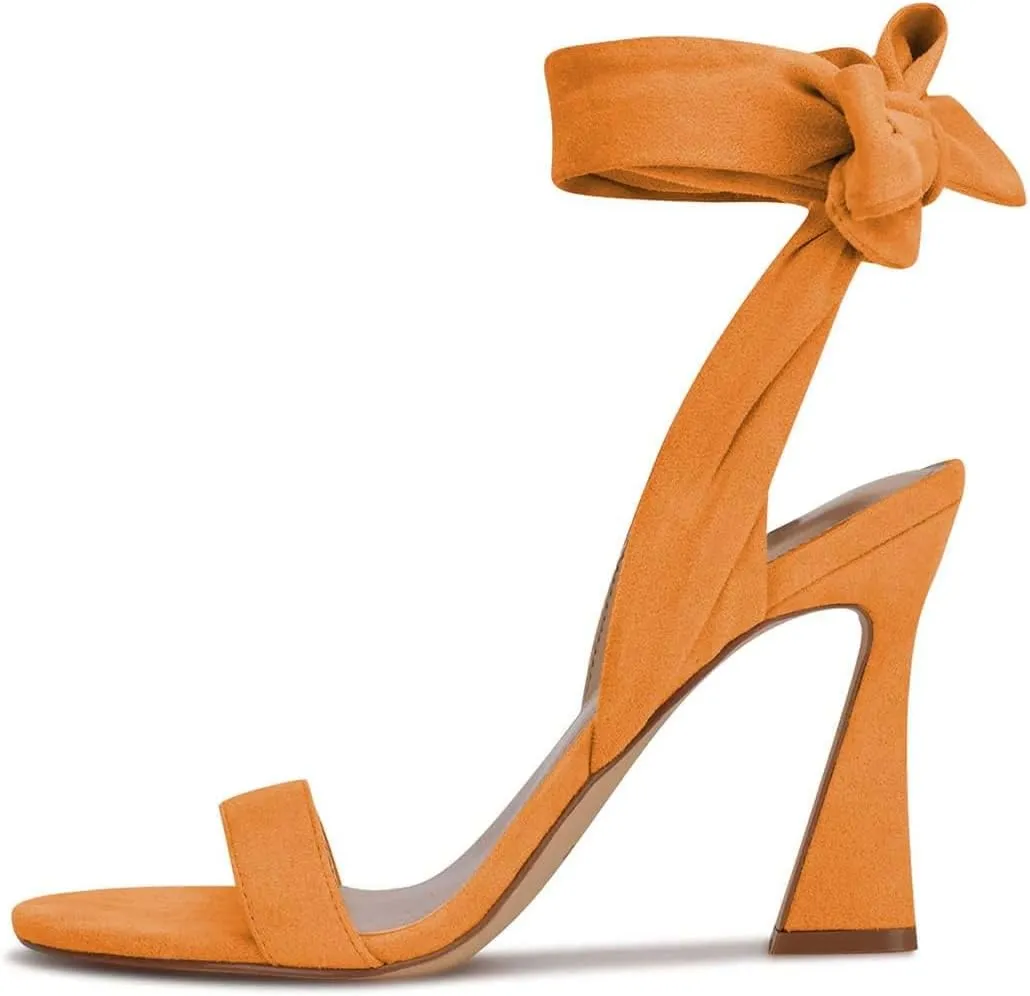 Milooey shoes Women Elegant Open Toe Strappy Heeled Sandal Lace Up Block High Heels Ankle Strap Party Dress Prom Lady Shoes Size 4-16 Us