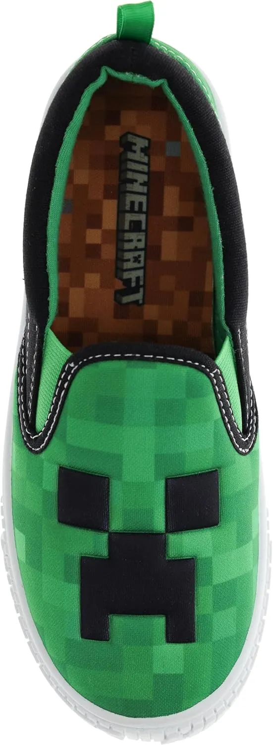 Minecraft Boys Creeper Slip-On Shoes for Little Kids, Sport, Skate, Casual