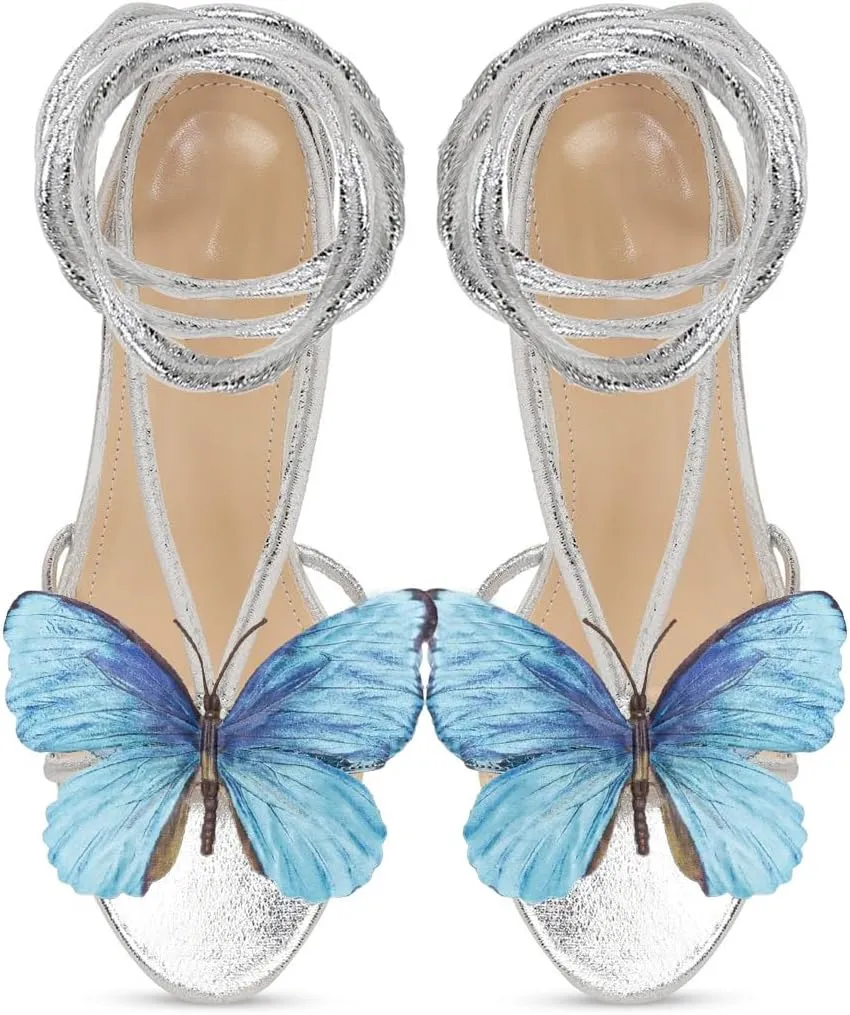 MissHeel Platform Lace Up High Heels with Butterfly