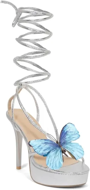 MissHeel Platform Lace Up High Heels with Butterfly