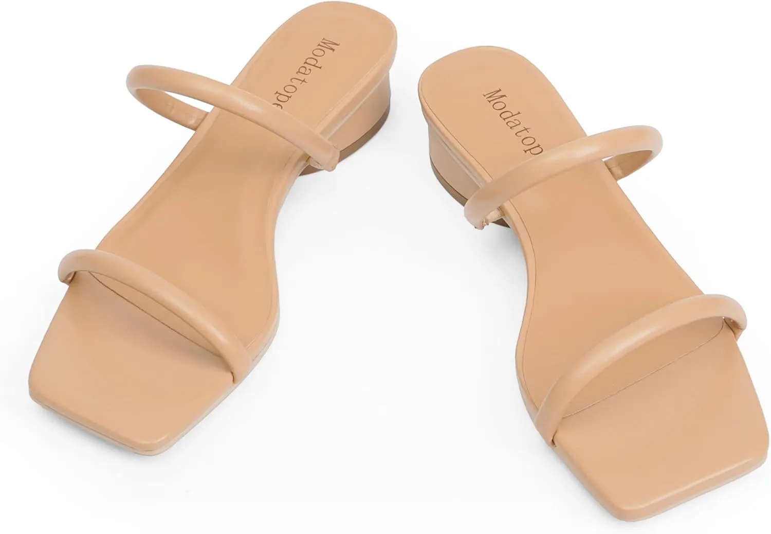 Modatope Square Open Toe Heeled Sandals Women Two Strap Chunky Heel Sandals for Women Low Block Heel Sandal Dressy