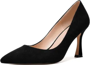 MODENCOCO Womens Fashion Slip On Pointed Toe Sexy Party Suede Stiletto High Heel Pumps Dress Shoes 3.5 Inch