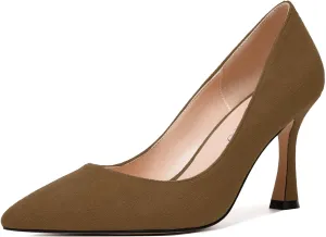MODENCOCO Womens Fashion Slip On Pointed Toe Sexy Party Suede Stiletto High Heel Pumps Dress Shoes 3.5 Inch