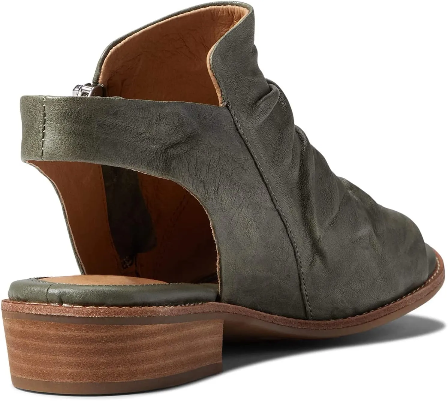 MOOMMO Women Low Block Heel Sandal Booties Peep Toe Side Zipper Sandals Cut Out Backless Chunky Stacked Heel Slingback Ankle Boots Open Toe Pleated Cute Casual Heeled Sandals Dress Party 4-11 M US