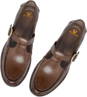 MOOMMO Women Vintage Flat Loafers Round Closed Toe Slip On Oxford Loafer Shoes Burnished Matte Flat Penny Loafers Buckle T-Strap Dressy Office Work Flats Comfy Daily Driver Loafer Flats Chic 4-11 M US