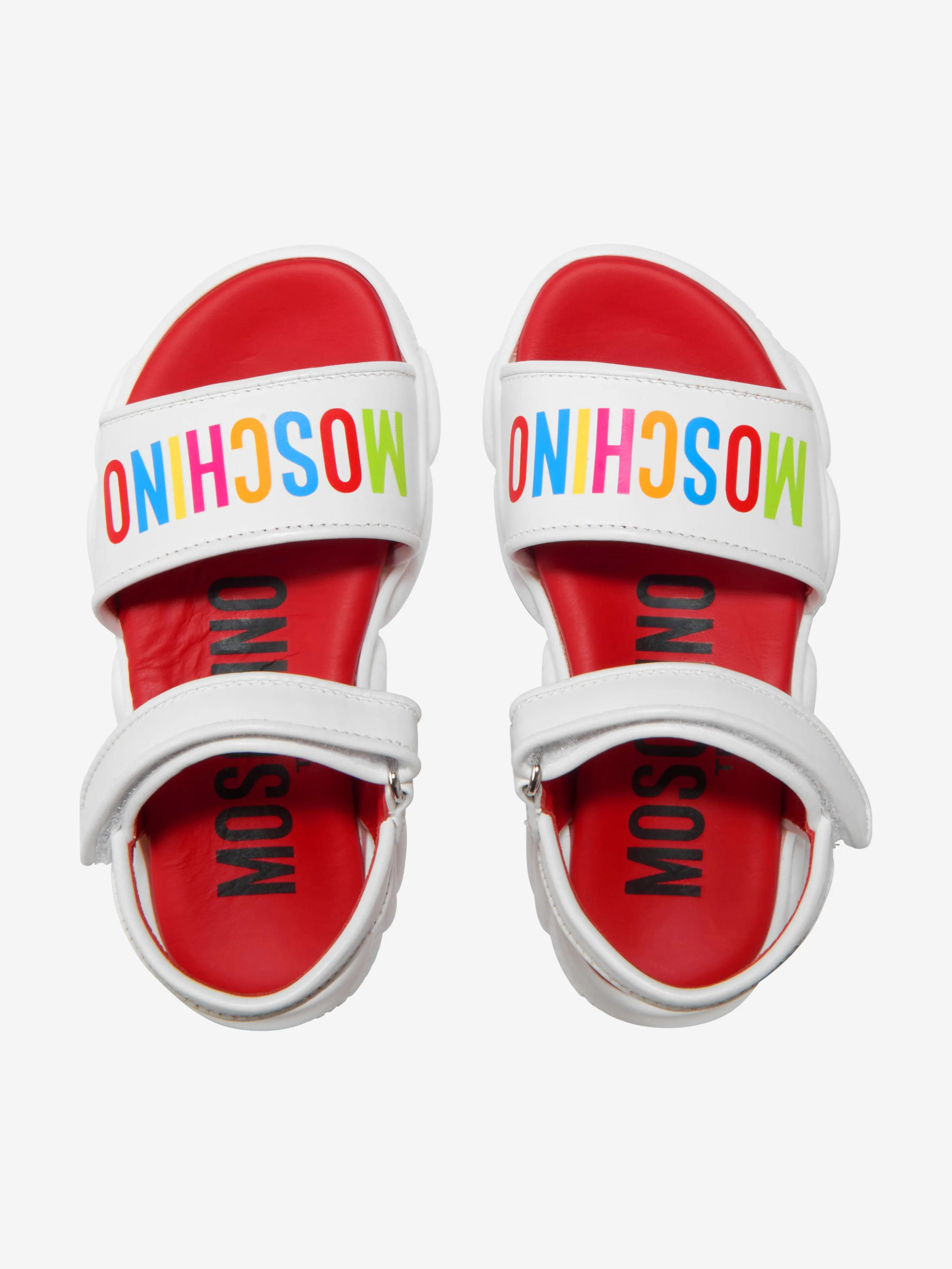 Moschino Girls Leather Logo Print Sandals