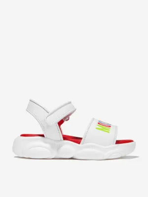Moschino Girls Leather Logo Print Sandals