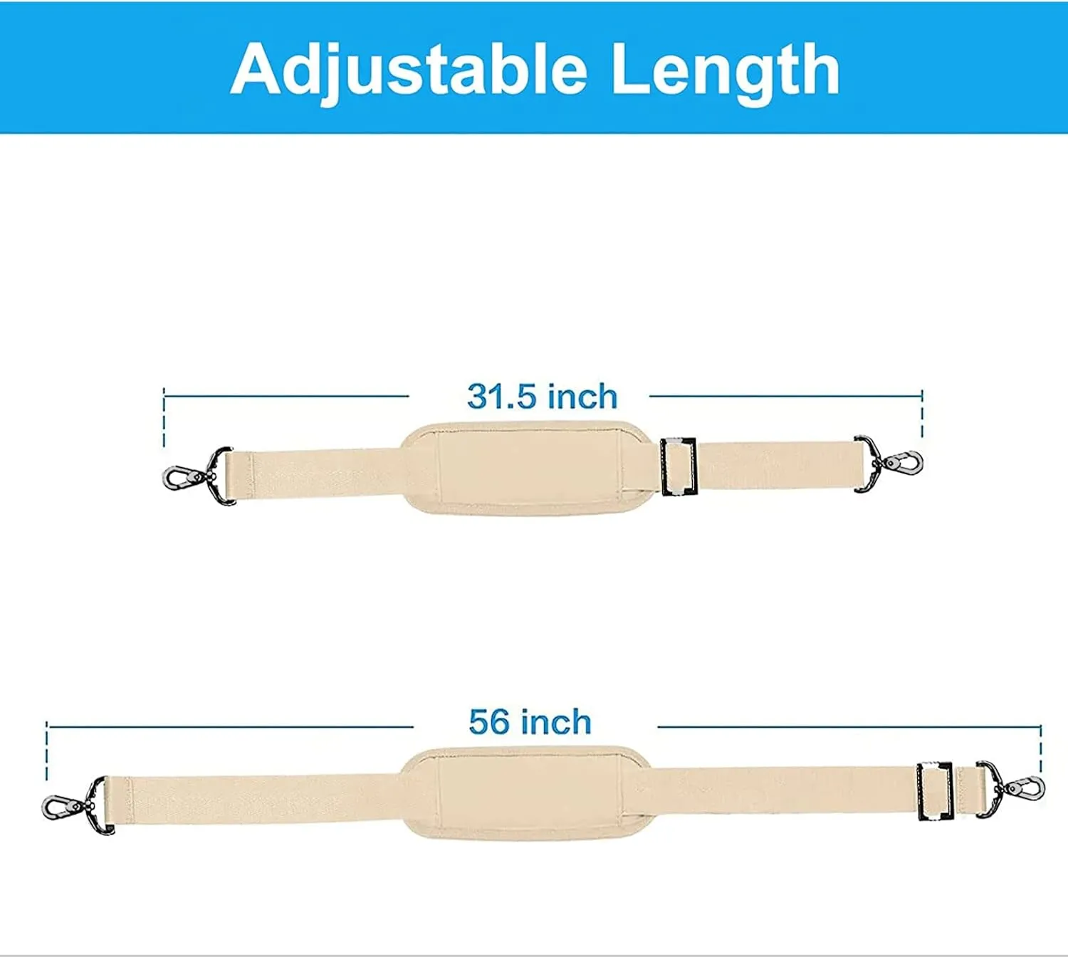 MOSISO 56 inch Shoulder Strap, Adjustable Thick Soft Universal Replacement Non-Slip Fit Padded with Metal Swivel Hooks for Laptop Shoulder Bag/Laptop Messenger Bag/Crossbody Bag, Khaki