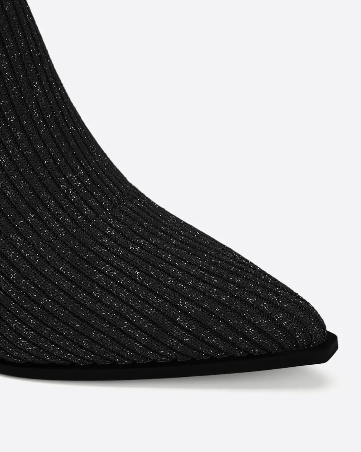 MOUSSE FIT Women's Minimalist Knit High Boots, Chunky Heel, Rubber Sole, Comfort Style