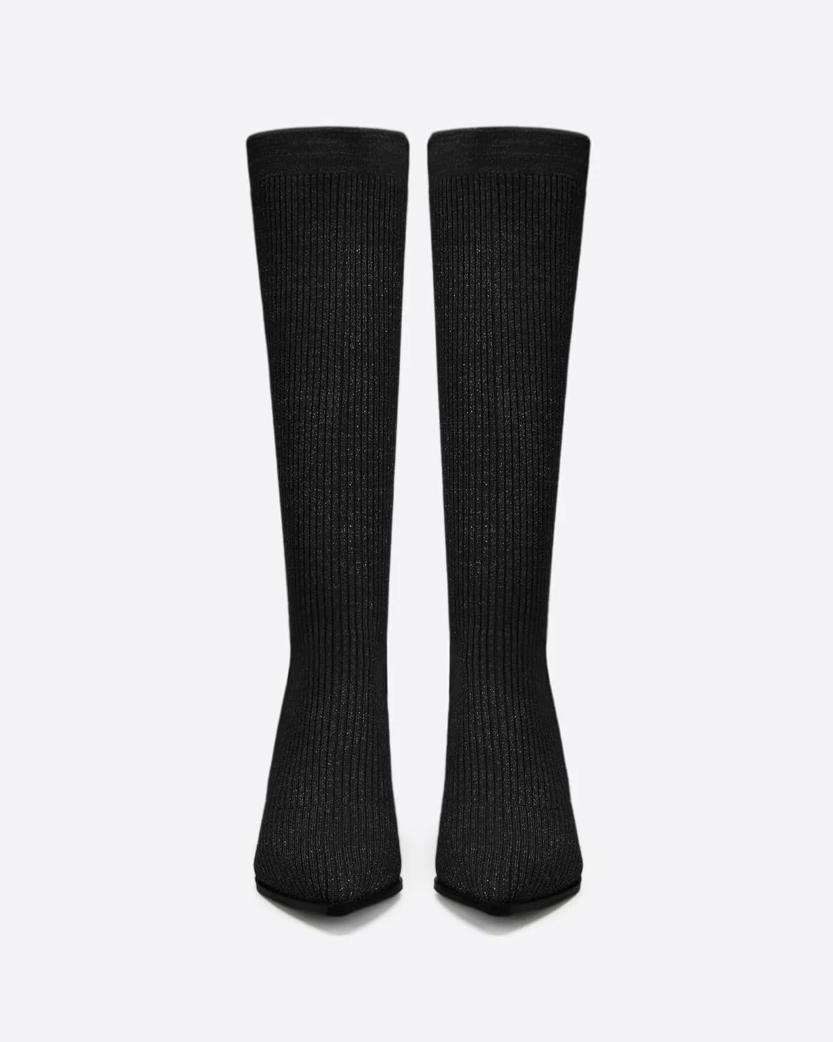 MOUSSE FIT Women's Minimalist Knit High Boots, Chunky Heel, Rubber Sole, Comfort Style