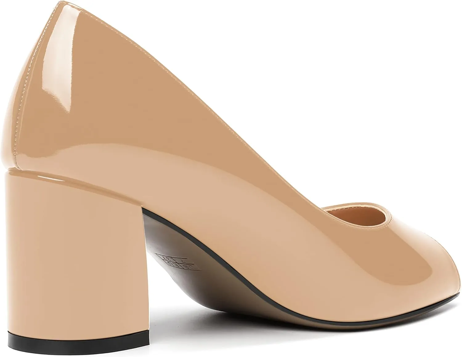MOVINSTEPS Womens Slip On Dating Peep Toe Dress Patent Block Mid Heel Pumps Shoes 2.5 Inch