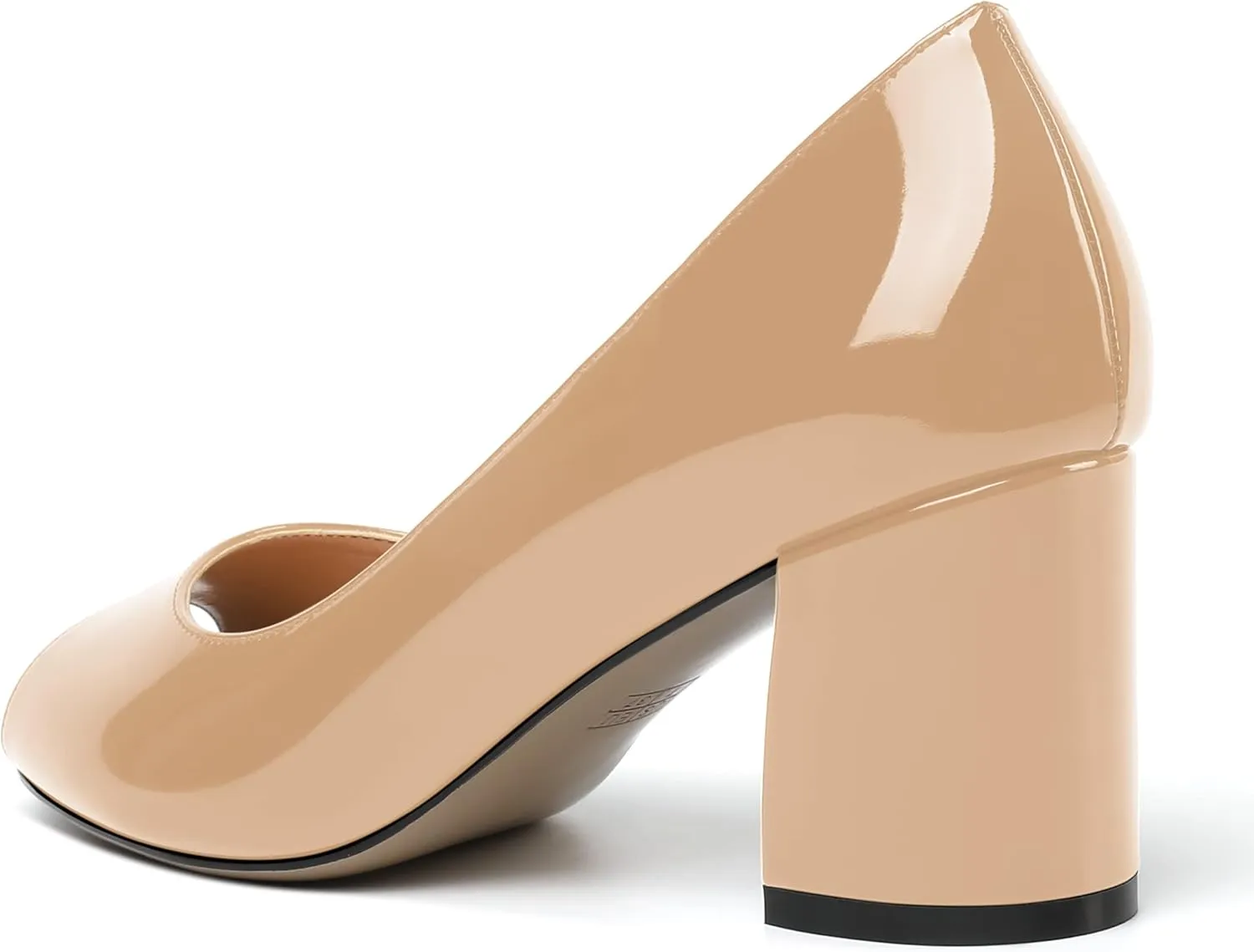 MOVINSTEPS Womens Slip On Dating Peep Toe Dress Patent Block Mid Heel Pumps Shoes 2.5 Inch