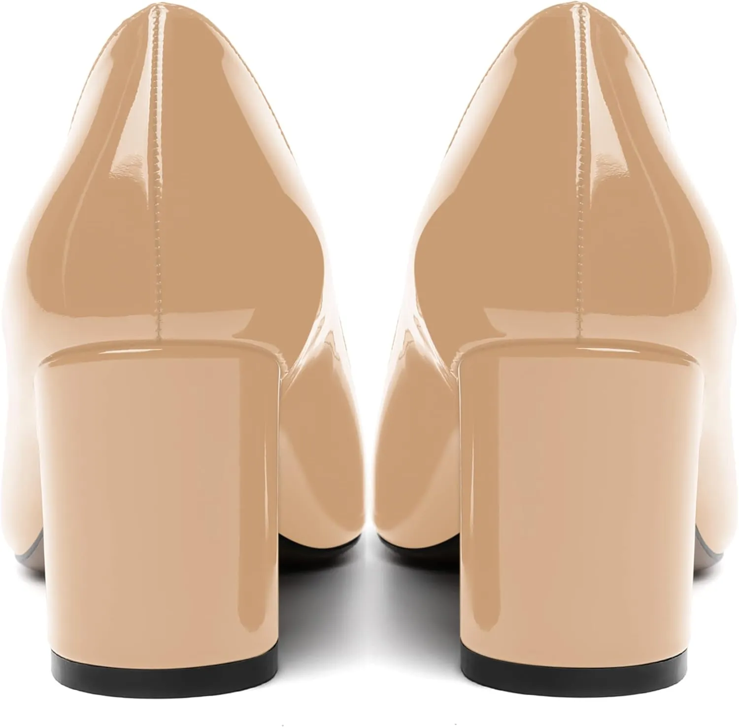 MOVINSTEPS Womens Slip On Dating Peep Toe Dress Patent Block Mid Heel Pumps Shoes 2.5 Inch