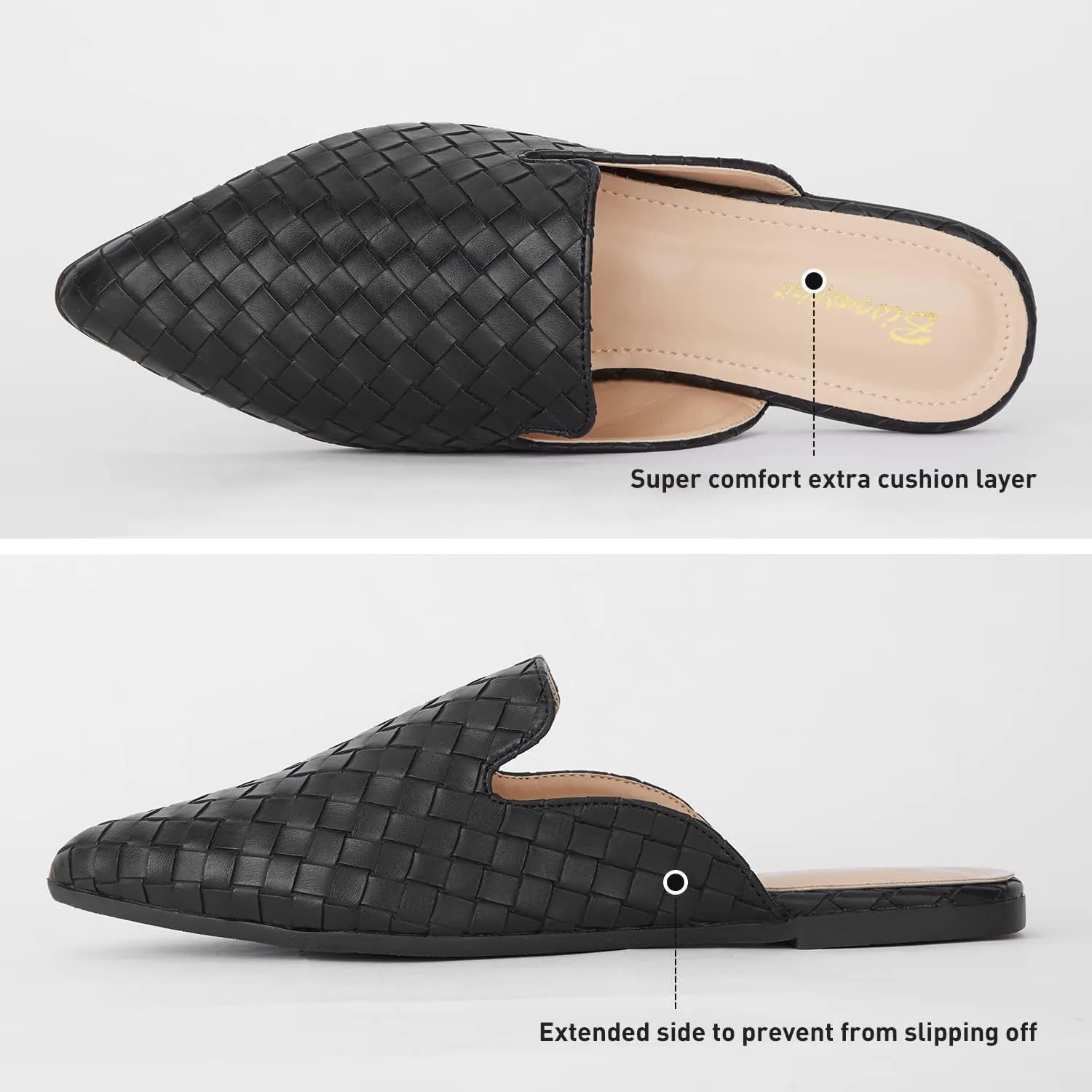 Mules for Women Flats Pointed Toe Slip On Slides Loafer Shoes