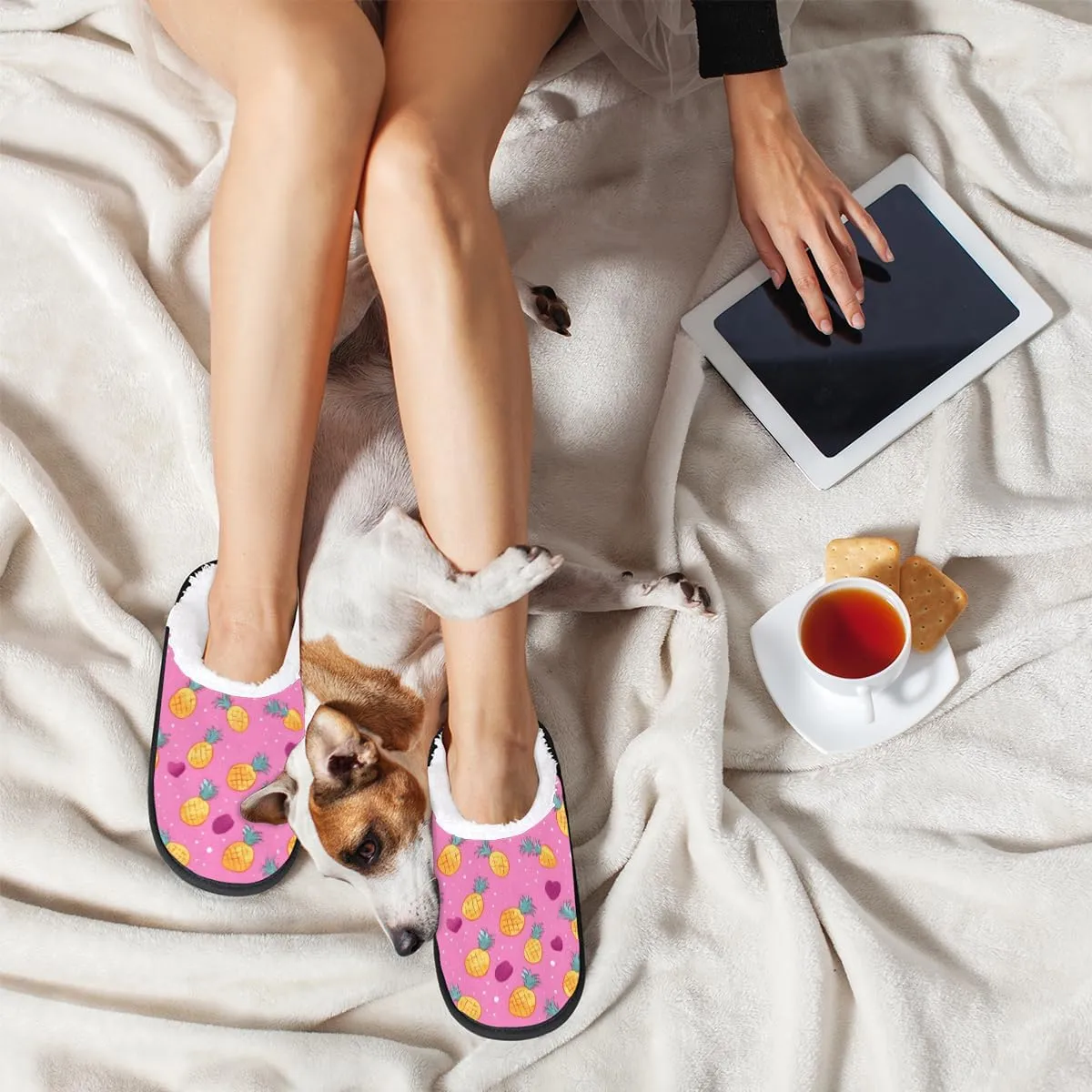 Nectarines Women's Indoor Bedroom Slippers Soft Fuzzy Slip On House Slippers for Winter Bedroom Outdoor