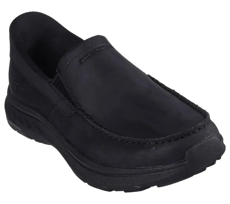 NEW Men's SKECHERS SLIP-INS RELAXED FIT: POLLARD - OSGOOD Black LEATHER Shoes AUTHENTIC IN BOX