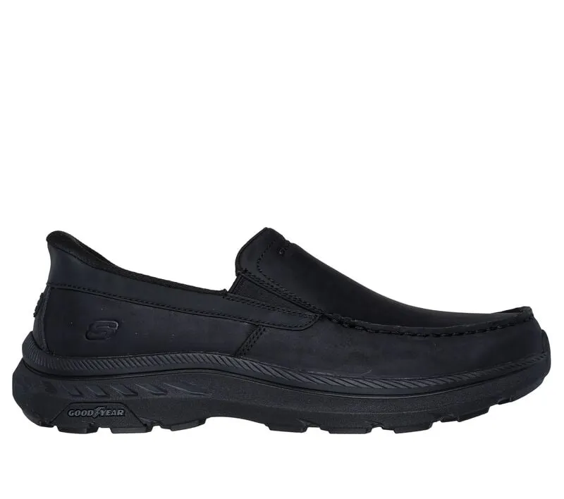 NEW Men's SKECHERS SLIP-INS RELAXED FIT: POLLARD - OSGOOD Black LEATHER Shoes AUTHENTIC IN BOX
