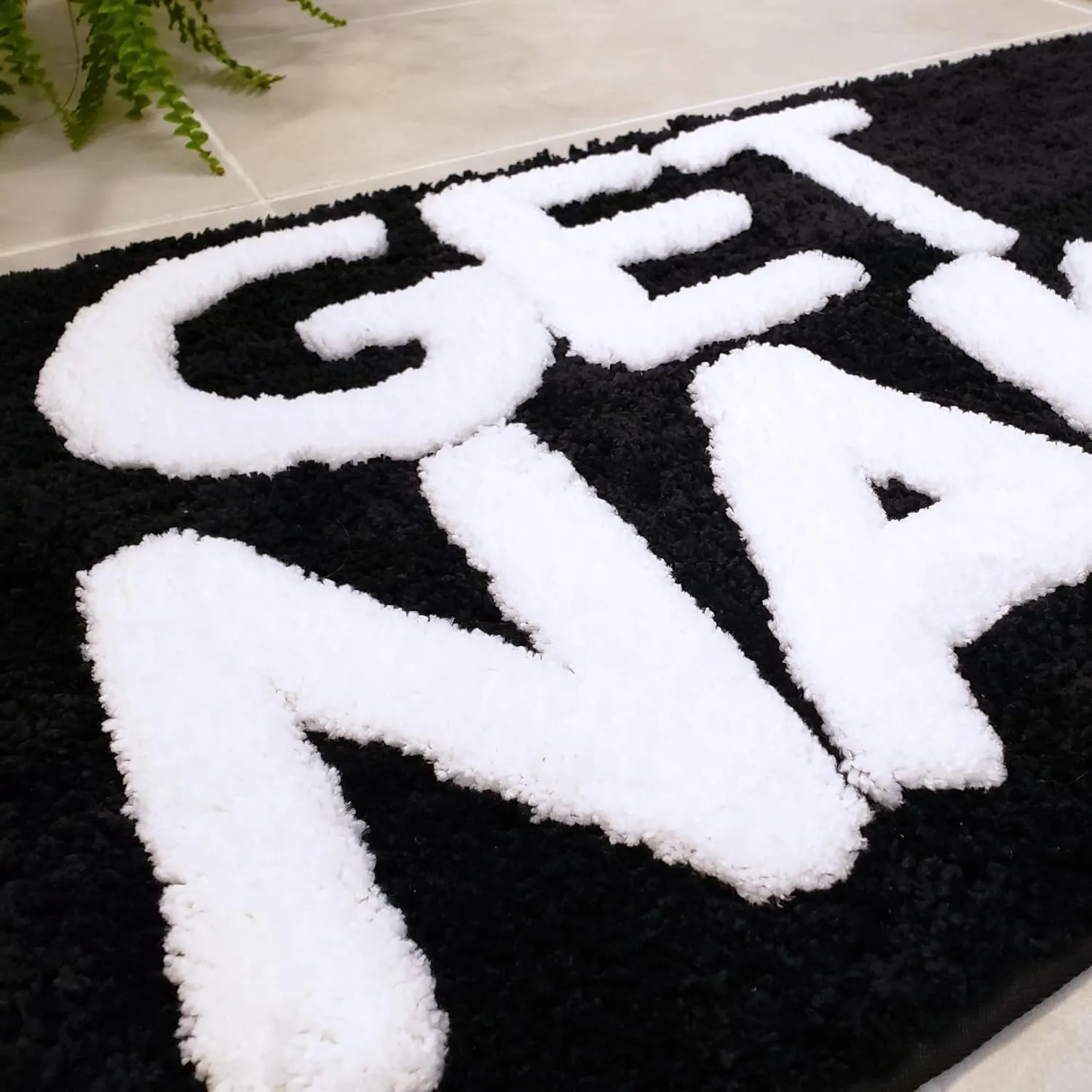 New Mungo Get Naked Bath Mat - Black Cute Bathroom Rugs with White Letters for Apartment Decor - Funny Black - Get Naked Rug for Bathroom - 31" x 20"