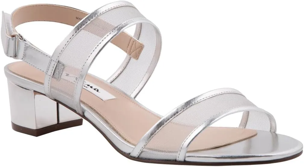 NINA Ganice - Women's Mesh Block Low-Heel Hook & Loop Dressy Sandal Shoes- Elegant and Comfortable Womens's heeled Sandals - Casual and Dress