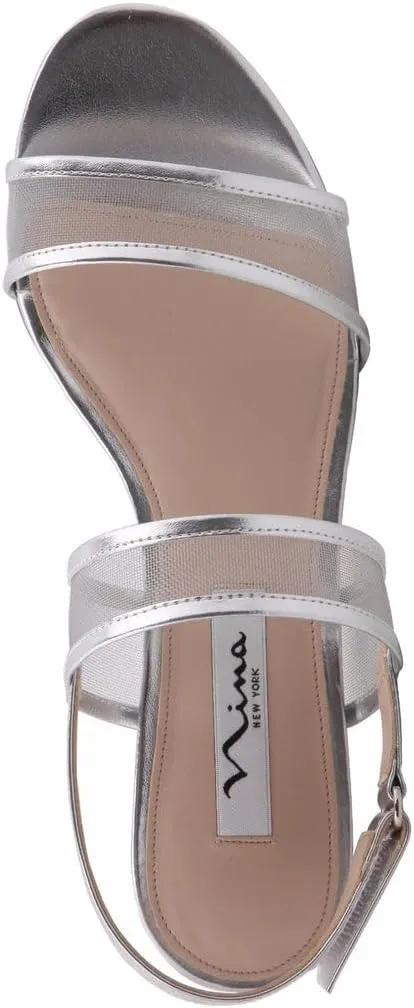 NINA Ganice - Women's Mesh Block Low-Heel Hook & Loop Dressy Sandal Shoes- Elegant and Comfortable Womens's heeled Sandals - Casual and Dress