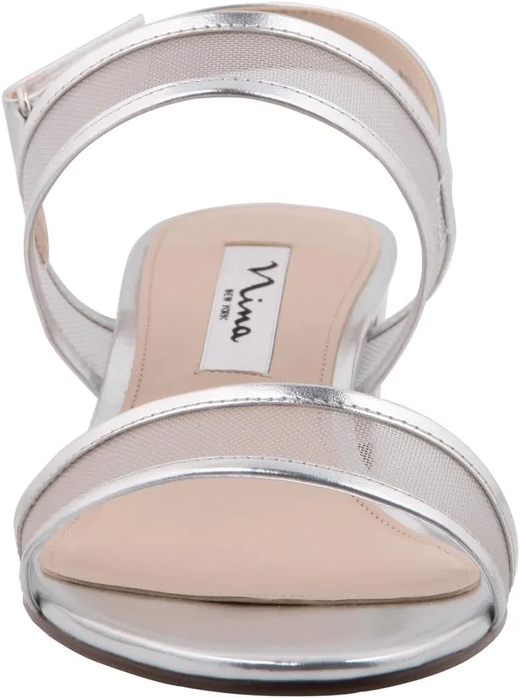 NINA Ganice - Women's Mesh Block Low-Heel Hook & Loop Dressy Sandal Shoes- Elegant and Comfortable Womens's heeled Sandals - Casual and Dress