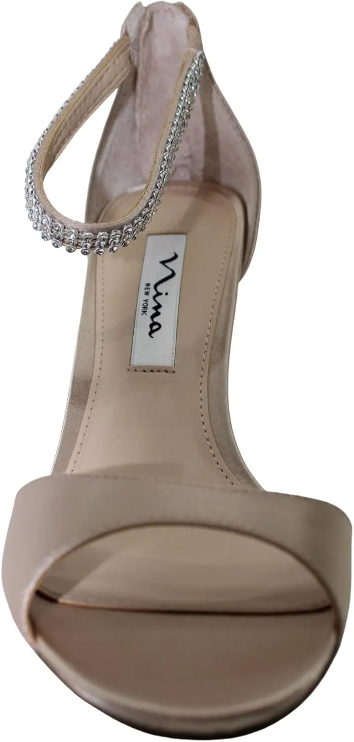 NINA Womens Volanda Satin Embellished Dress Sandals