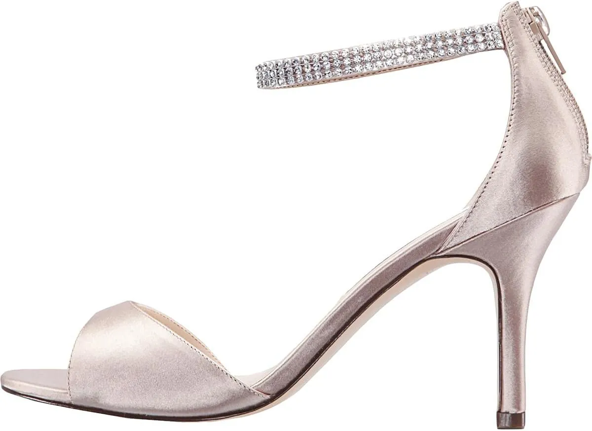 NINA Womens Volanda Satin Embellished Dress Sandals
