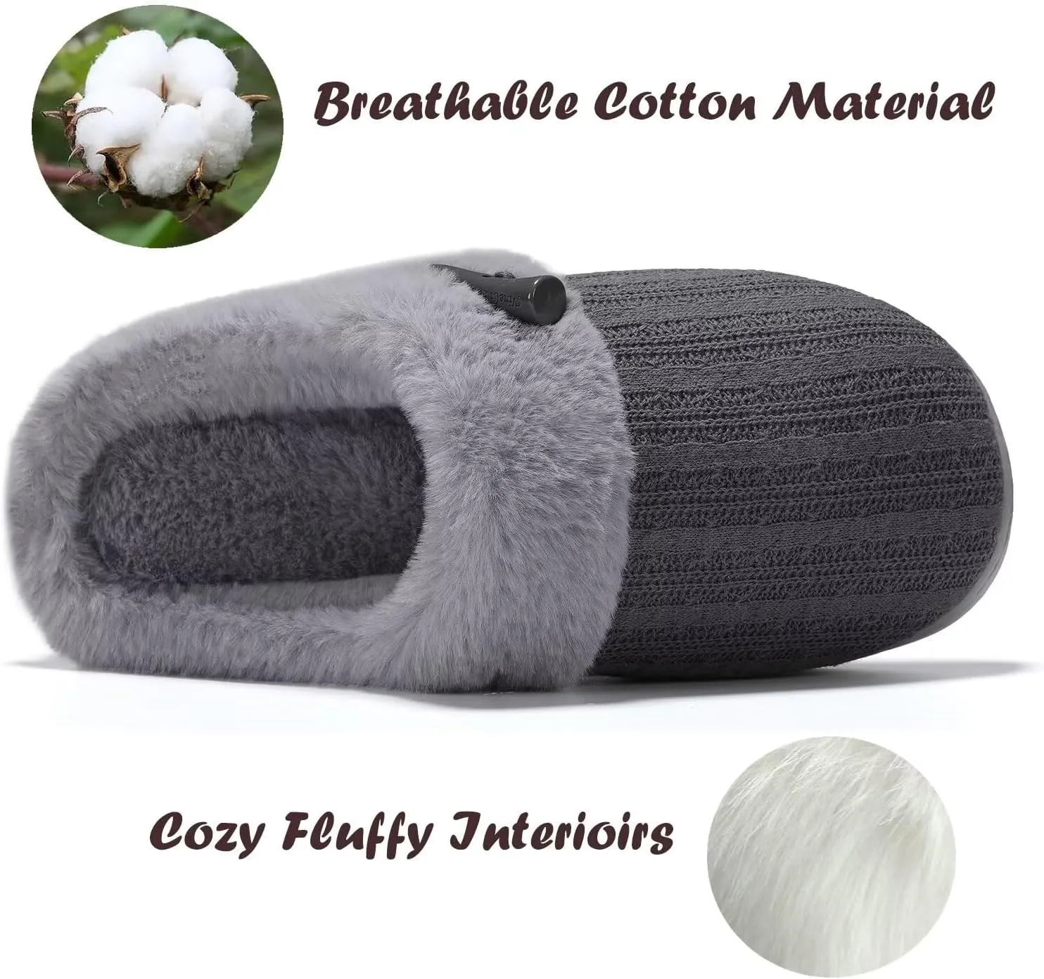 NineCiFun Women's Slip on Fuzzy House Slippers Memory Foam Slippers Scuff Outdoor Indoor Warm Plush Bedroom Shoes with Faux Fur Lining