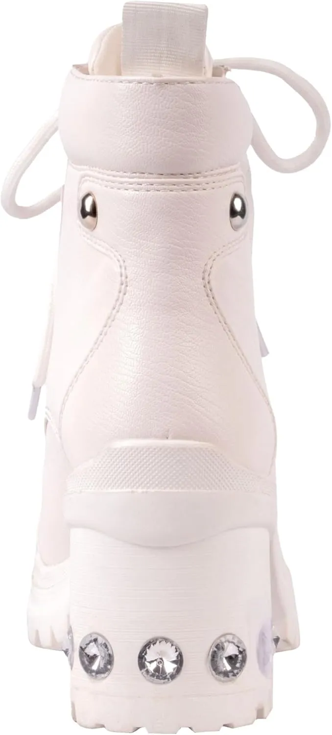 Ninety Union Thunder Rhinestone Heel Combat Bootie