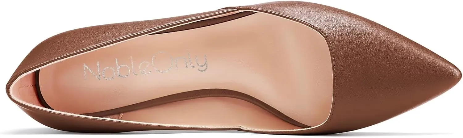 NobleOnly Women Kitten Low Heel Pointed Toe Pumps Slip-on Wedding Office 1.4 Inches Heels