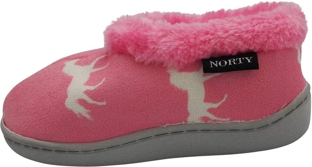 NORTY - Toddler Little Kid Big Kid Girls Fleece Memory Foam Slip On Indoor Slippers