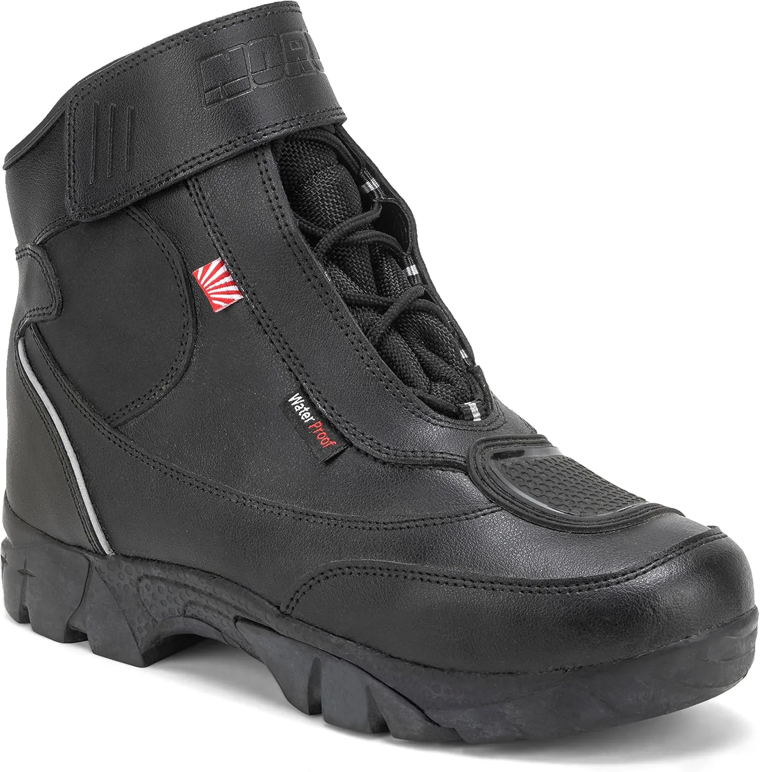 Noru Resu Waterproof Lace-Up Motorcycle Boot with Steel Shank and Slip-Resistant Sole