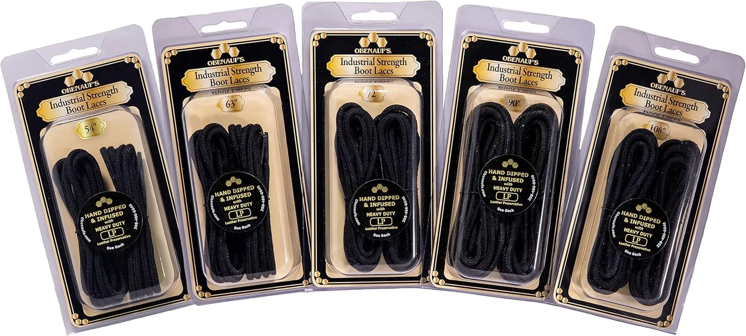 Obenauf's Boot Laces Industrial Strength Black Waxed Round 1 Pair