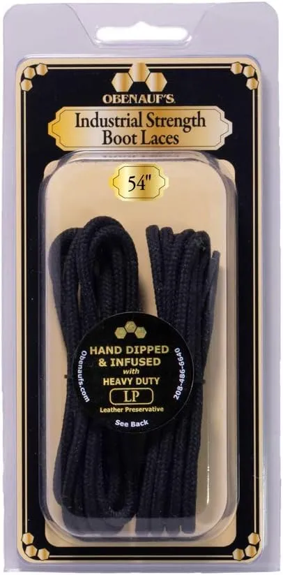 Obenauf's Boot Laces Industrial Strength Black Waxed Round 1 Pair