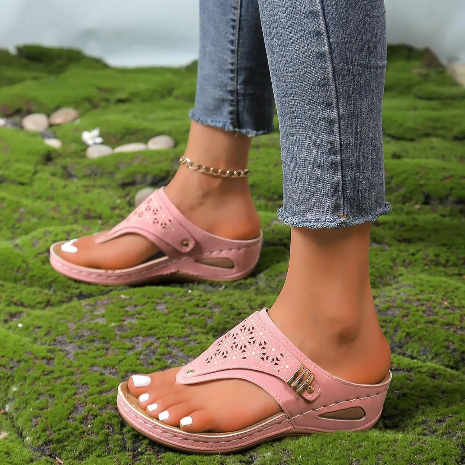Orthopedic Sandals for Women Arch Support Wedge Flip Flops Summer 2025 Comfortable Dressy Casual Beach Slippers