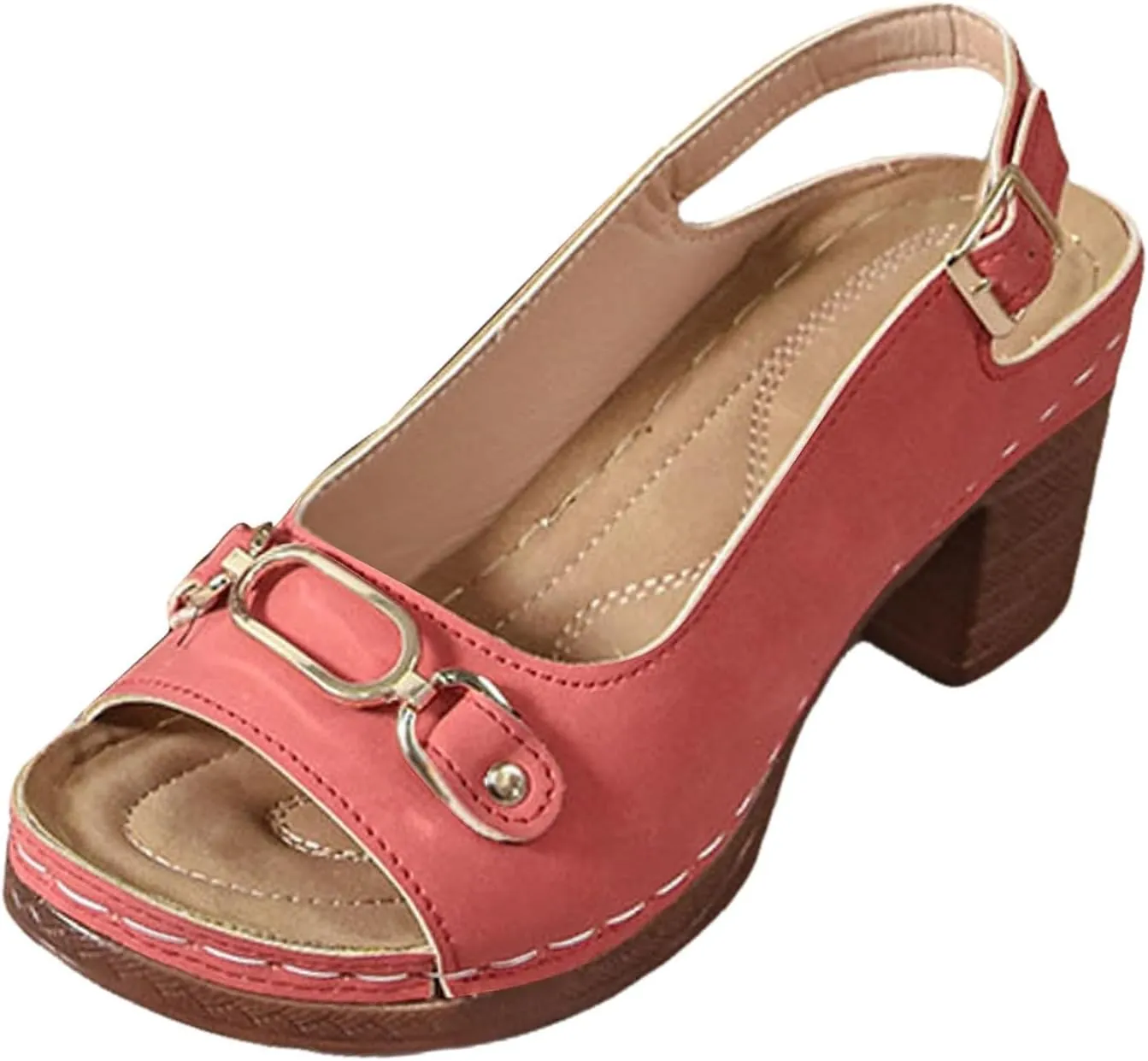 Orthopedic Sandals for Women Strappy Low Chunky Block Heel Sandals Adjustable Slingback Open Toe Heeled Sandal Beach Dress Comfortable Outdoor Shoes